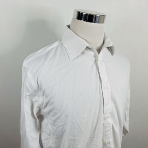 Joseph Abboud 16.5 32/33 Regular Fit Dress Shirt All White Nylon Blend Formal